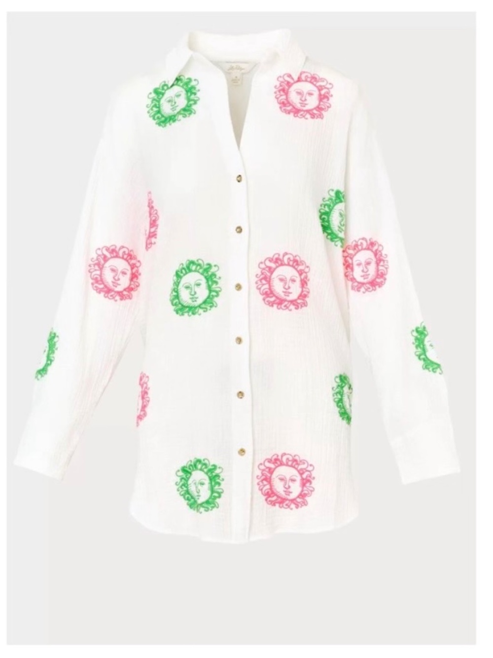 Lilly Pulitzer Kwitney L/S Embroidered Cover-Up XL Resort White Fleur De Lilly